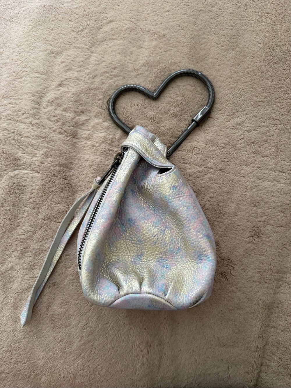 Aimee Kestenberg Iridescent Metallic Leather Heart Handle Bag - Picture 5 of 5